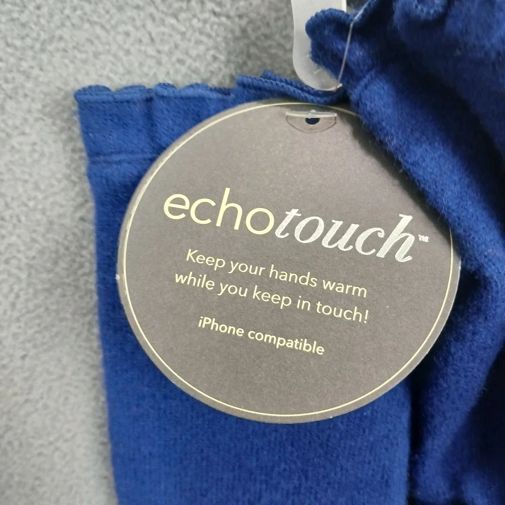 Echo‎ Design Gloves Womens Small Blue Knit Mobile Sensitive Thermal Ruffle Warm